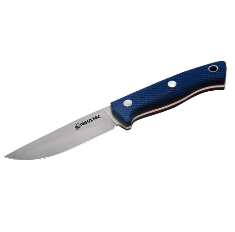 Нож Fang L в подарочной упаковке Рукоять - Микарта синяя, насечка