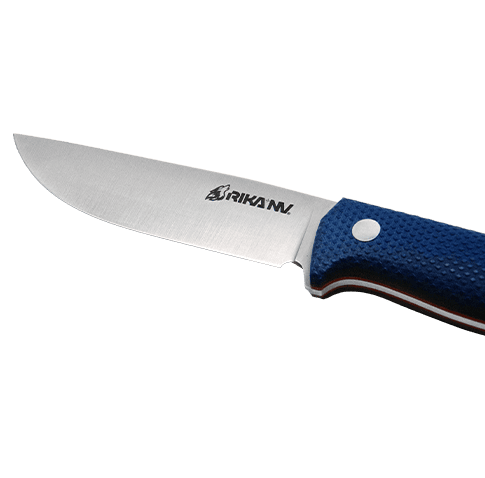 Нож Fang L в подарочной упаковке Рукоять - Микарта синяя, насечка