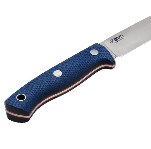 Нож Fang L в подарочной упаковке Рукоять - Микарта синяя, насечка