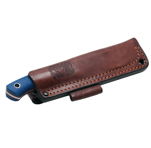 Нож Fang L в подарочной упаковке Рукоять - Микарта синяя, насечка